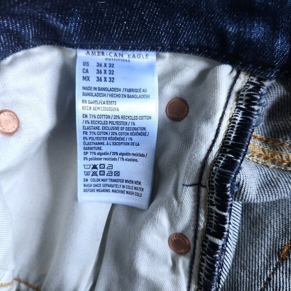 American Eagle Airflex + Men's Jeans 36 x 32 Slim Straight Denim New - Picture 9 of 10
